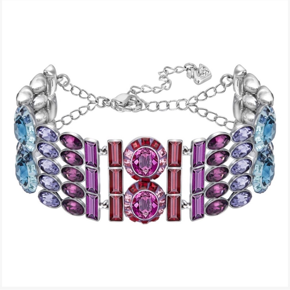 New Authentic Swarovski Eminence Multi Colored Wide Crystal Bracelet Rare find